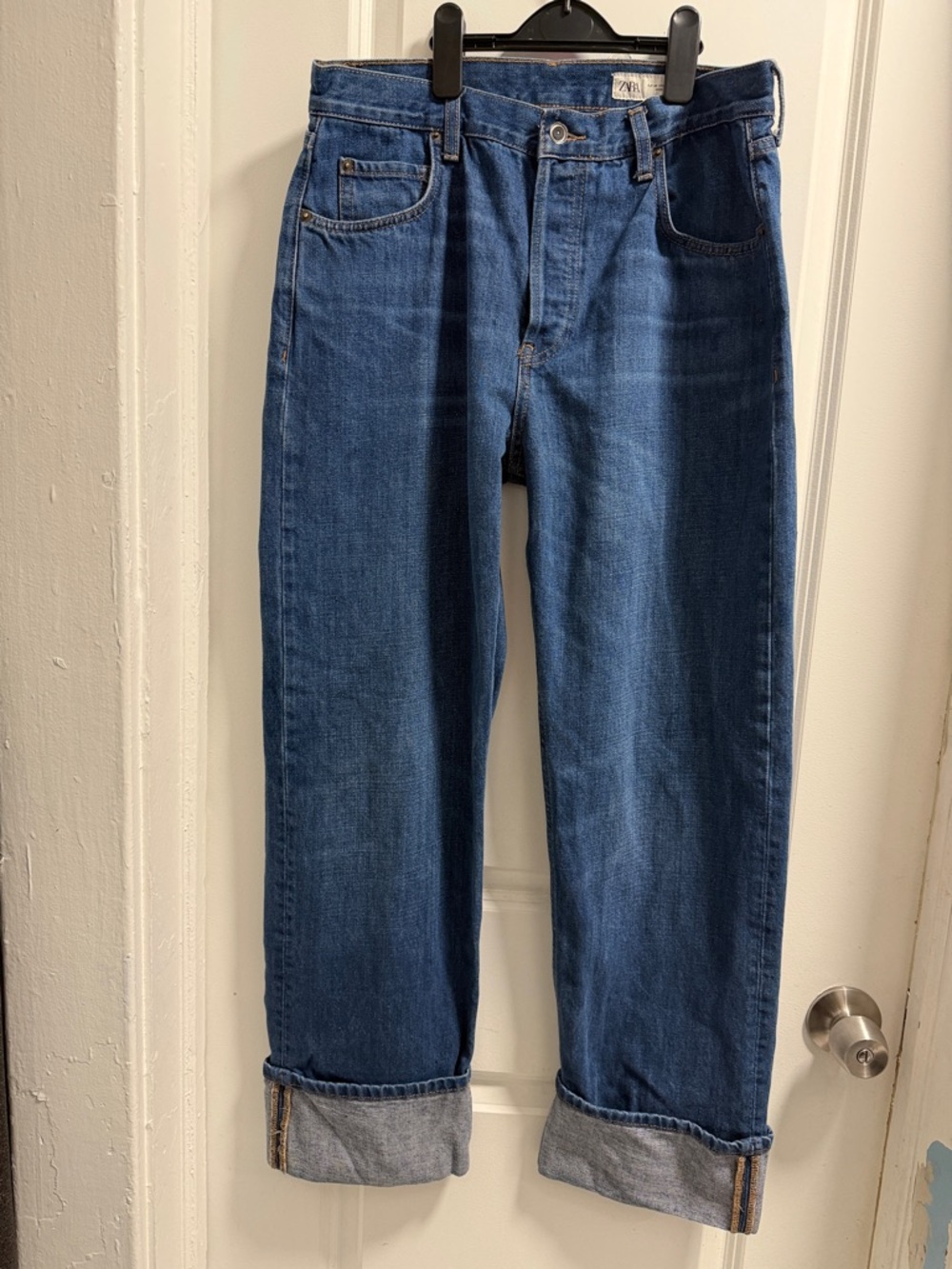 Zara High rise Straight Blue Denim Jeans Sz 40/8